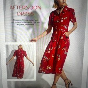 CAbi Red Floral Midi Dress